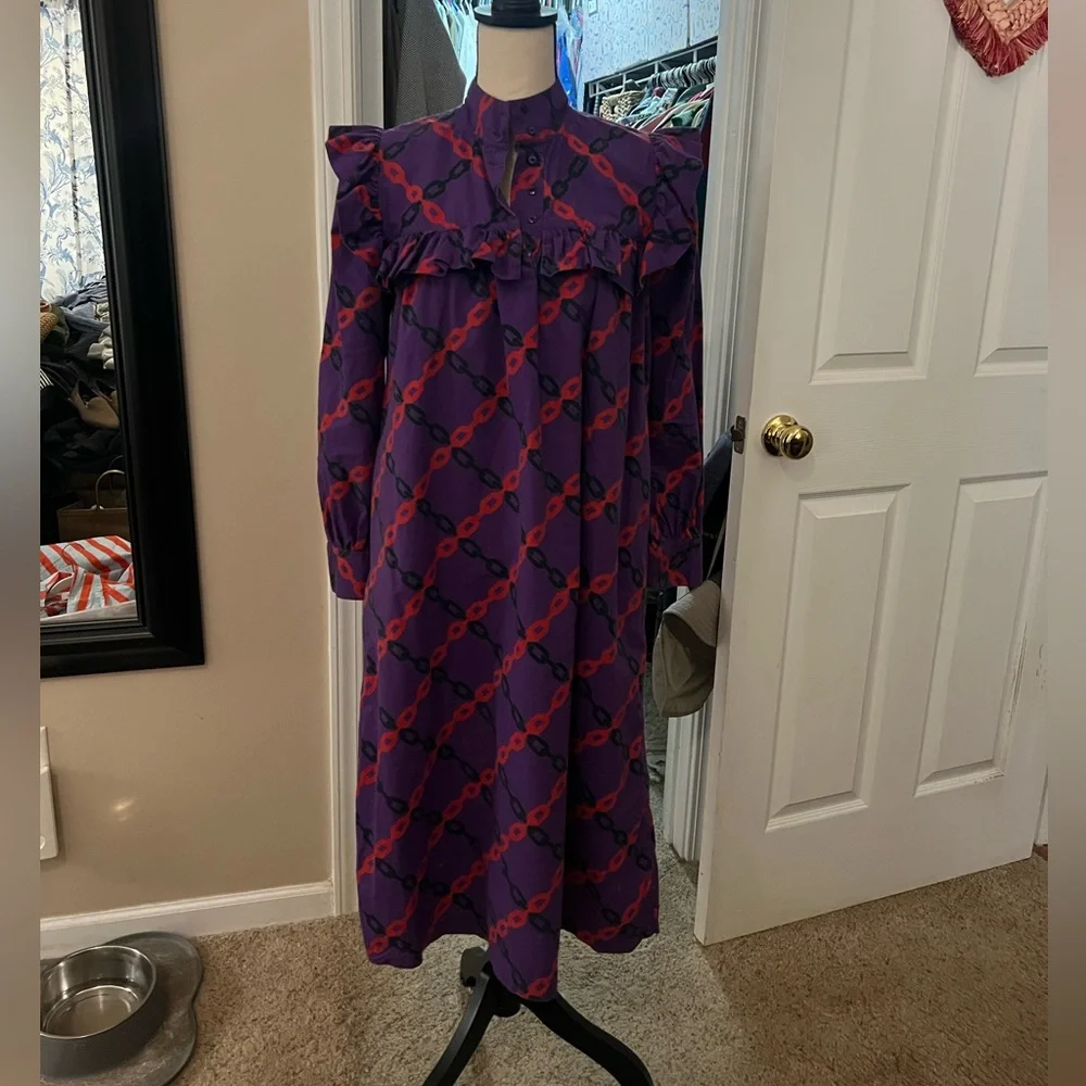 Clare V. Charlotte Dress in purple link, size XS - Picture 2 of 6